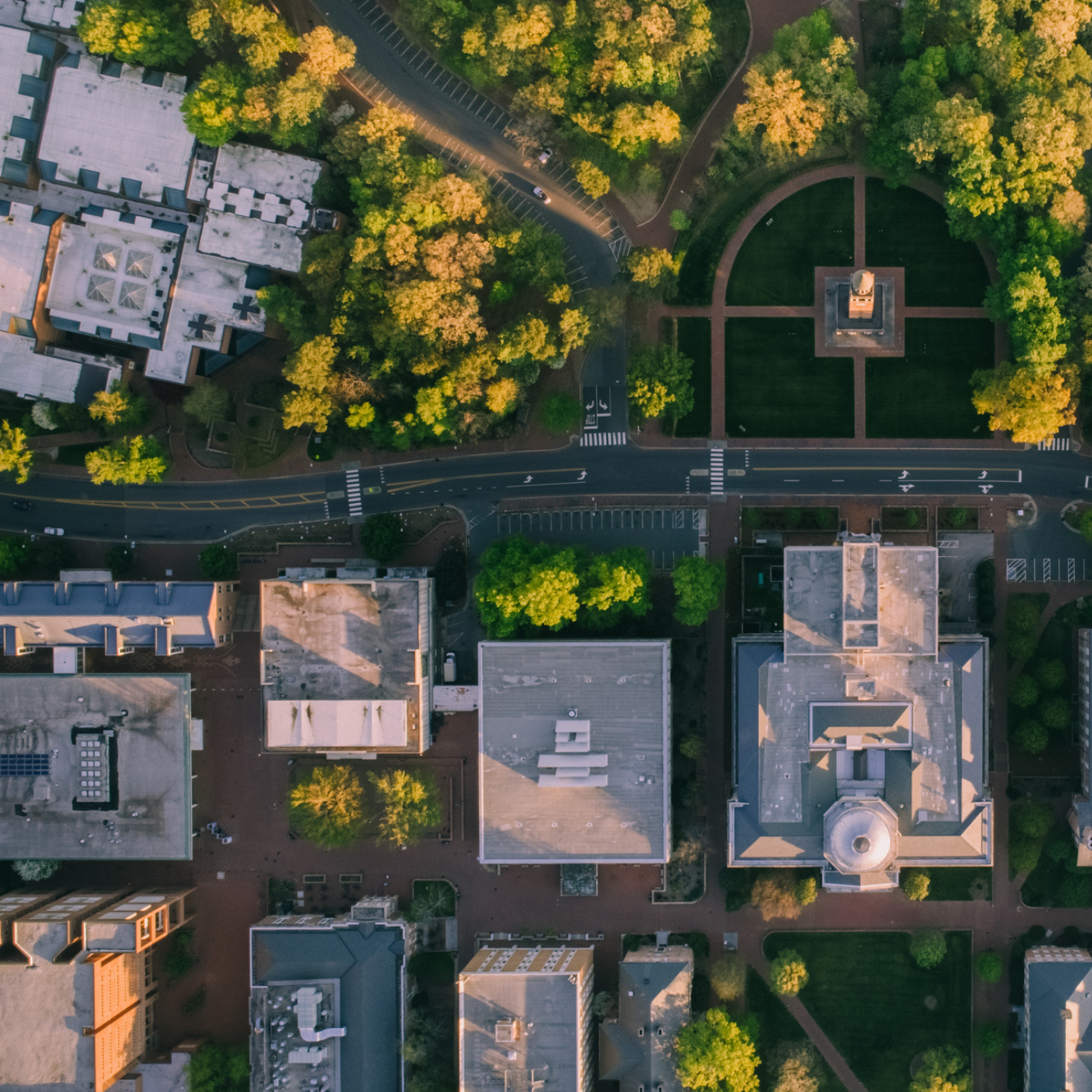 University of North Carolina campus overhead shot